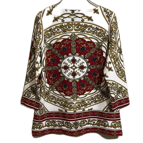 Rafaella, Kimono Sleeves, Casual, Scoop Neckline Top, Multi, S - Picture 2 of 6